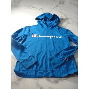 Champion hooded Blue logo Youth Medium long sleeve shirt